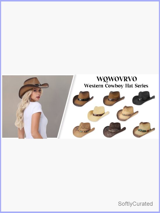 Straw Cowboy Hat Shapeable Brim with Adjustable Band main image 4
